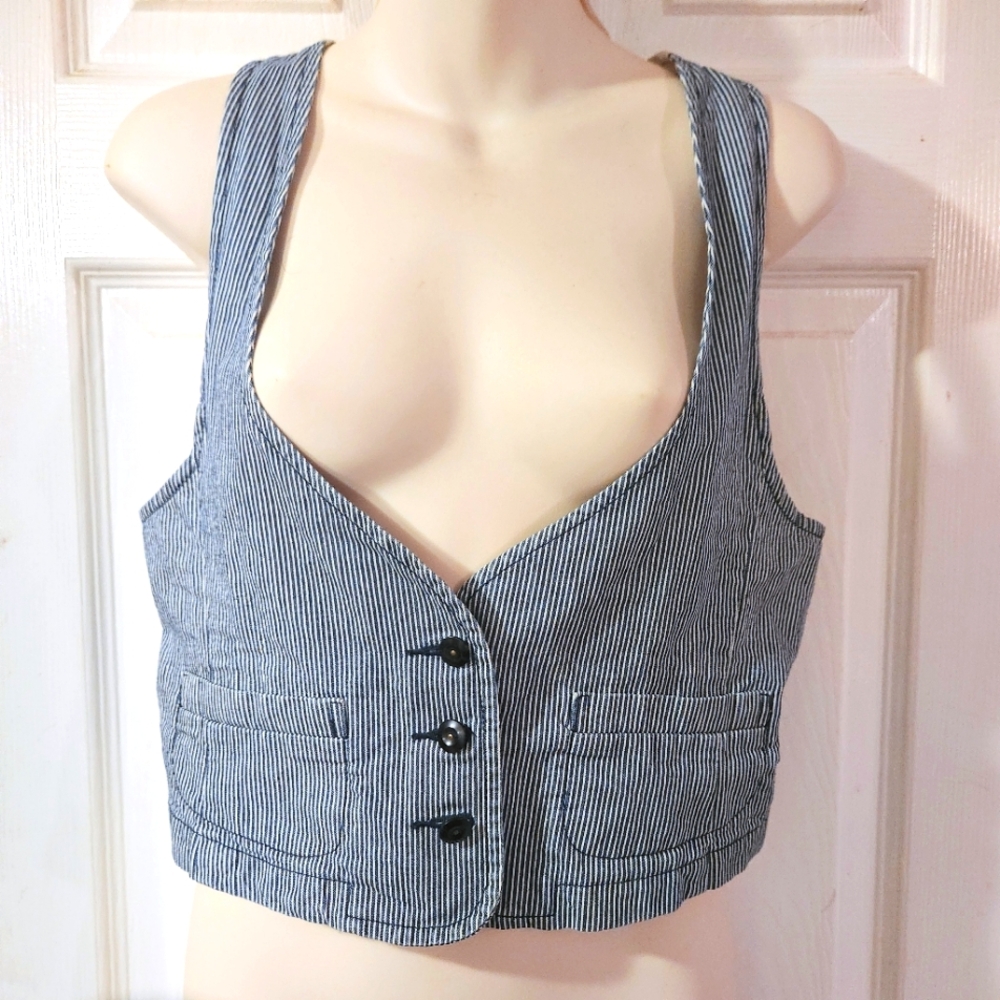 Uniqlo Pinstripe Vest Medium Navy